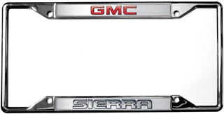 GMC Sierra License Plate Frame Number Tag Engraved Black Powder Coated Zinc