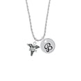 thumbnail image 2 of Delight Jewelry Silvertone Caduceus - LVN Silvertone Script Initial Disc - B - Charm Necklace, 20"+3", 2 of 4