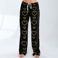thumbnail image 6 of Valentine Day Pajama Pants for Women Love Heart Print Sleep Pants Womens Lounge Wear Soft Wide Leg Pajama Bottoms Gold 2XL, 6 of 8