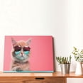 thumbnail image 4 of Naloa Cool Cat Pink Sunglasses Print Canvas Picture,Wall Pictures, Modern Decorative Poster,Art Prints for Bedroom, Toilet, 40 x 30 cm, Built-in Wooden Frame, 4 of 6
