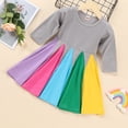 thumbnail image 3 of URMAGIC Kids Toddler Baby Girls Rainbow Dress Long Sleeve Sundress 4-5 Years, 3 of 9
