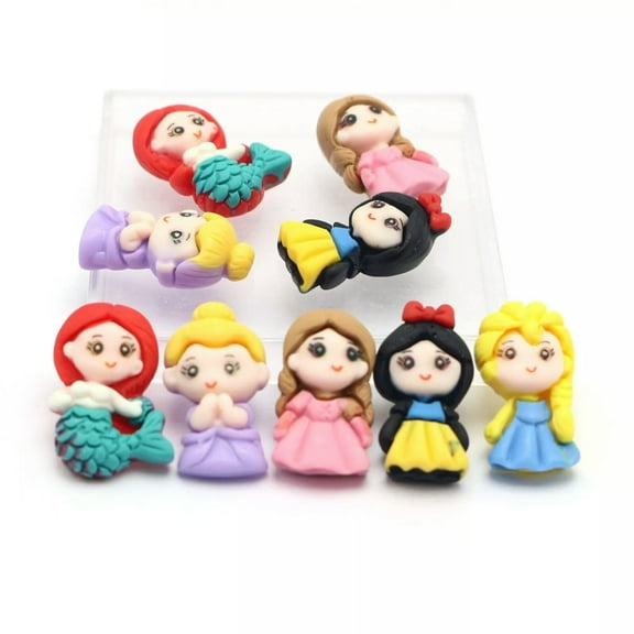 U8MO 20pcs Flatback Resin Princesses Girls Cabochons Charm Embellishment Craft Decors