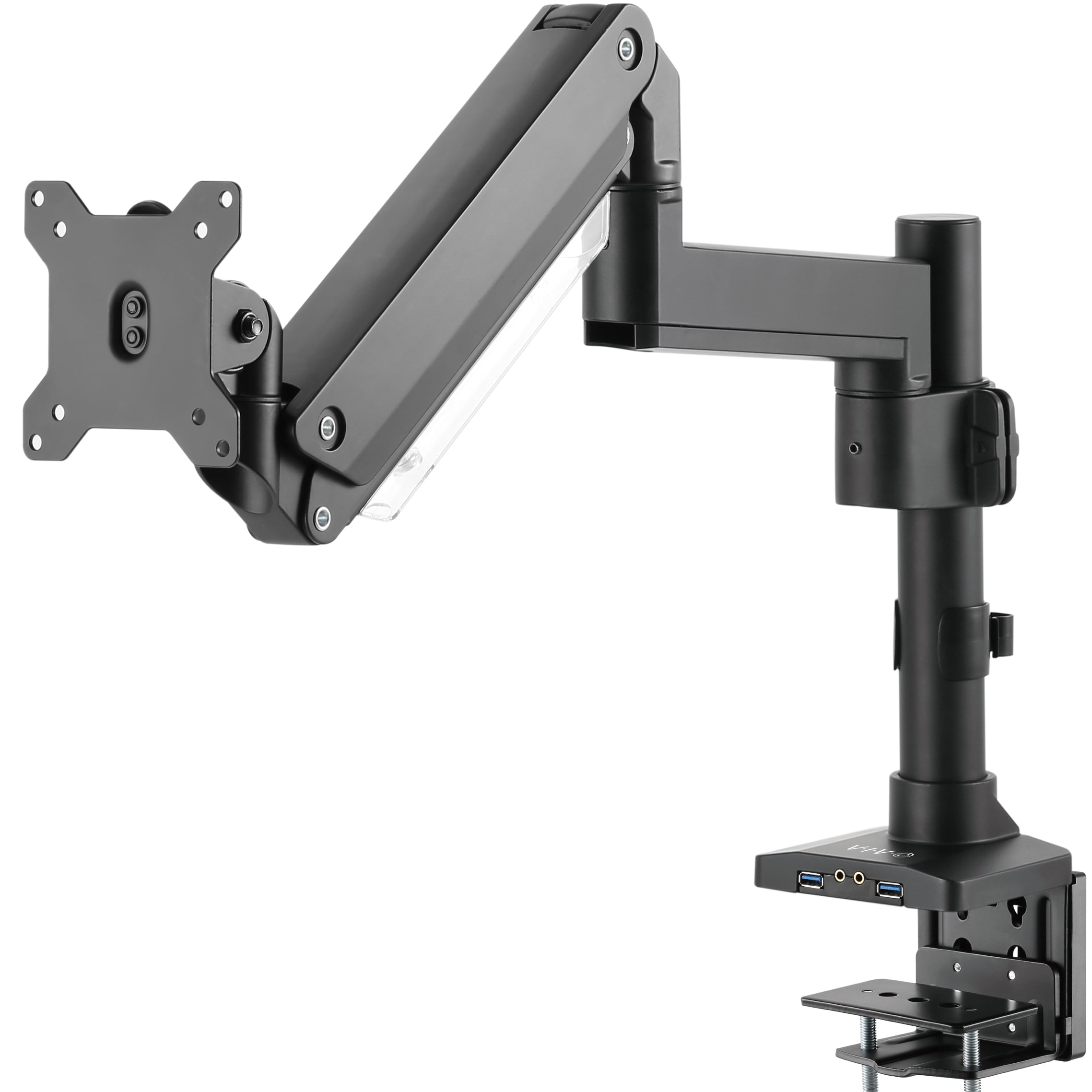 Vivo Aluminum Single Monitor Arm Desk Mount Stand With Extension Pole And Usb Up To 32 Screens V101gtu