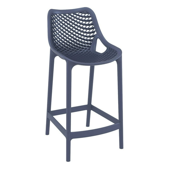 Luxury Commercial Living 37.5" Dark Gray Solid Patio Resin Counter Stool