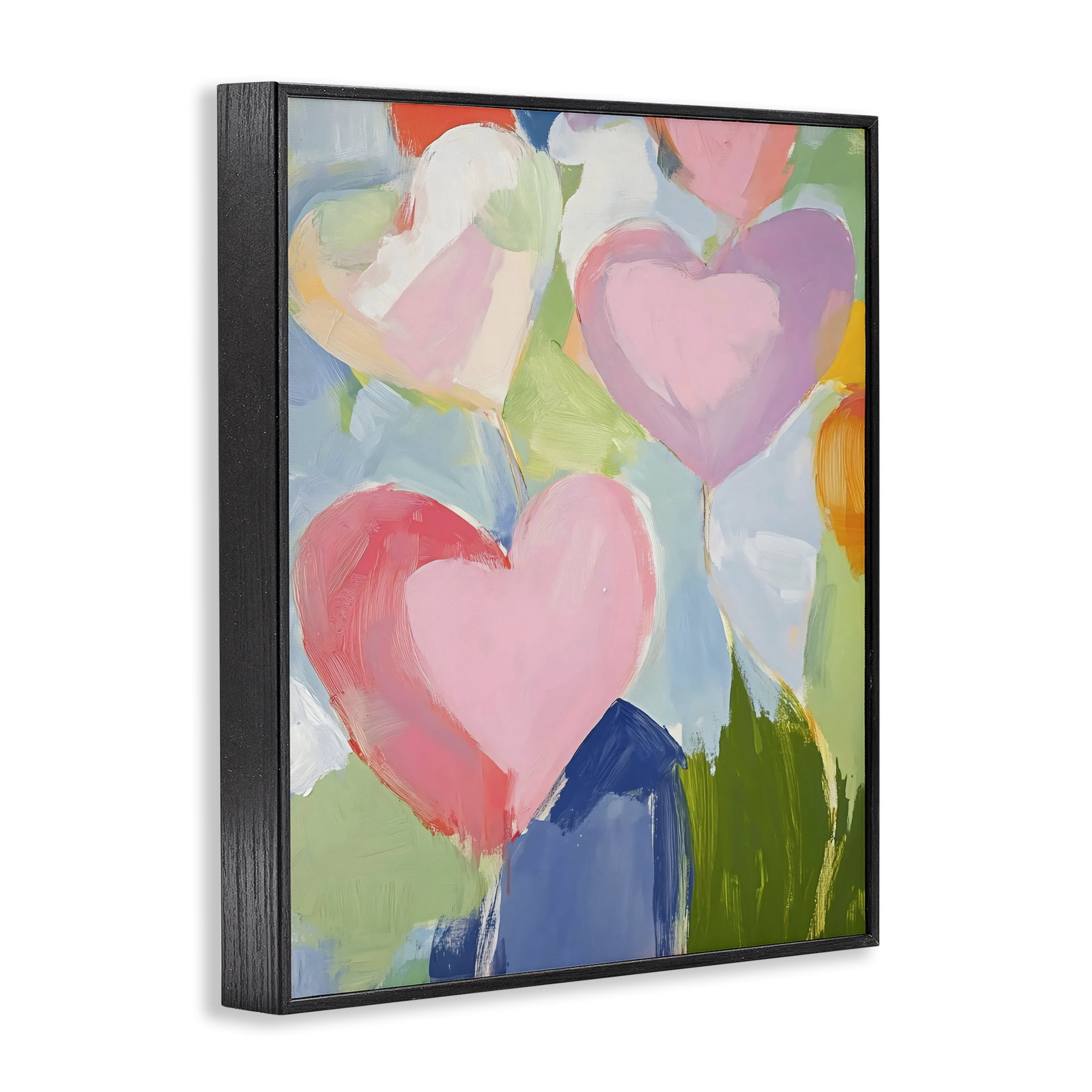 Stupell Industries Pink Hearts Abstraction Black Framed Giclee Art, design by The Prints Vibe