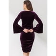thumbnail image 3 of Velvet Maternity V-Neck Bodycon Dress with Bell Sleeves, 3 of 4