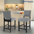 thumbnail image 4 of Counter Height Fabric Upholstered Barstools with Silver Nailhead Trim in Gray, Set of 2, 4 of 6