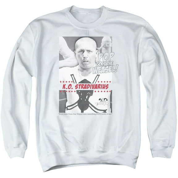 Three Stooges Weasel Adult Crewneck Sweatshirt White