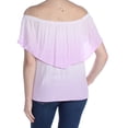 thumbnail image 2 of ULTRA FLIRT Womens Purple Flounce Short Sleeve Off Shoulder Top XS, 2 of 2