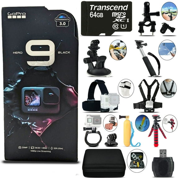 GoPro HERO9 Black 4K30 Ultra HD, 23MP, Wi-Fi Waterproof Action Camera -64GB Kit