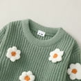 thumbnail image 4 of Infant Baby Girls Clothes Baby Girls Sweaters Infant Girls Long Sleeve Round Neckline Cute Flower Solid Color Sweaters Green 6-12 Months, 4 of 8