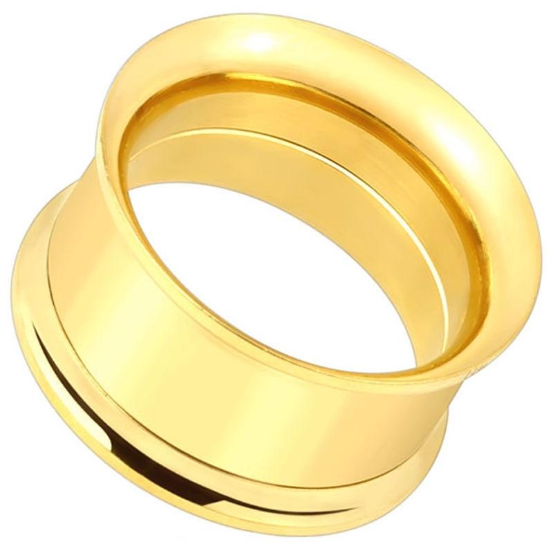 EG Gifts Double Flared Gold ear gauges Tunnels Pair ScrewFit 8g25mm