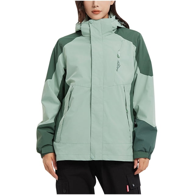 LOVZFMLL Jackets for Women Detachable Cap And Windproof Thick Three-in-one Jacket Outdoor Sports Warm Jacket