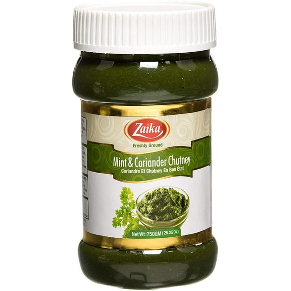 Zaika Chutney Menthe & Coriandre 750g (26.25oz), - Sauce Trempette Traditionnelle & Épicée-Délicieuse - Faite avec des Feuilles Fraîches de Menthe et de Coriandre