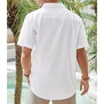 thumbnail image 4 of YueHuiYing Men's Soft Linen Shirt Long-Sleeve Casual Button-Down Shirt Summer Beach Wedding Top White XL, 4 of 8