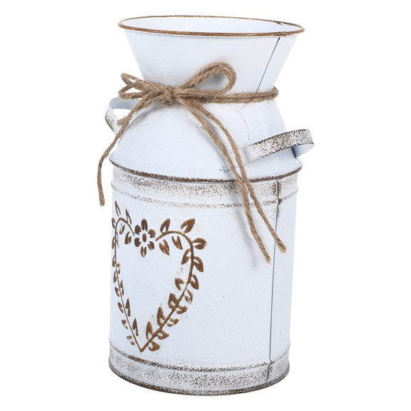 IMIKEYA Rustic Galvanized Iron Flower Bucket with Handle - Decorative Home Vase for Indoor and Outdoor Use