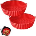 thumbnail image 1 of shiyou-8.5 Inch Silicone Air Fryer Liners Round (2 Pack) Reusable Non-Stick Basket Inserts in Red \u2013 with Handles for Mess-Free Cooking \u2013 Compatible with Ninja, COSORI, Chefman & More Fryer, 1 of 4
