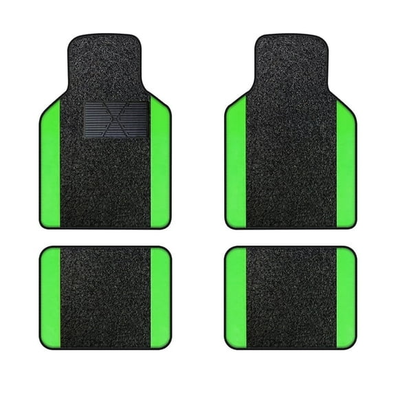 Leadwolf Car Floor Mats Universal for Toyota for Corolla iM Green Velvet Colored Stripe All Weather Front Rear Liner Carpet 4pcs