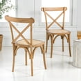 thumbnail image 2 of Cassis Classic Traditional X-Back Wood Rattan Dining Chair, Natural (Set of 2), 2 of 9