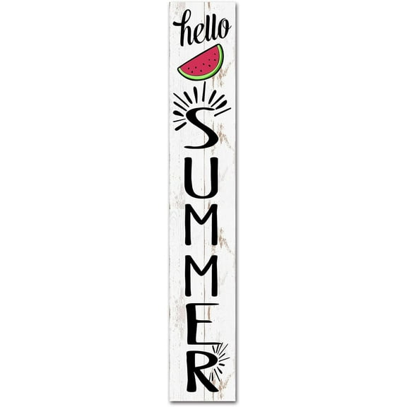 Framed Sign Modern Wall Vertical Hello Summer Wooden Sign Watermelon Fruit Hanging/Standing Farmhouse Summer Decor for Front Door Farmhouse Welcome Porch Decor Wood Sign 6x16 Inch