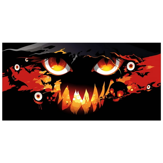 Halloween Fabric Banner Pumpkin Bat Moon Pattern Polyester Material Lightweight Washable Fade Resistant Easy to Hang for Halloween Party Decoration Photography Background