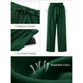 thumbnail image 4 of Chiclily Women's Belted Wide Leg Pants with Pockets Lightweight High Waisted Adjustable Tie Knot Loose Trousers Flowy Summer Beach Lounge Pants, US Size XL in Dark Green, 4 of 9