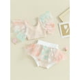 thumbnail image 3 of Bagilaanoe 2pcs Toddler Baby Girl Shorts Set Flower Sleeveless Crop Tops + Shorts 3M 6M 12M 18M 24M 3T Kids Casual Summer Clothes, 3 of 9