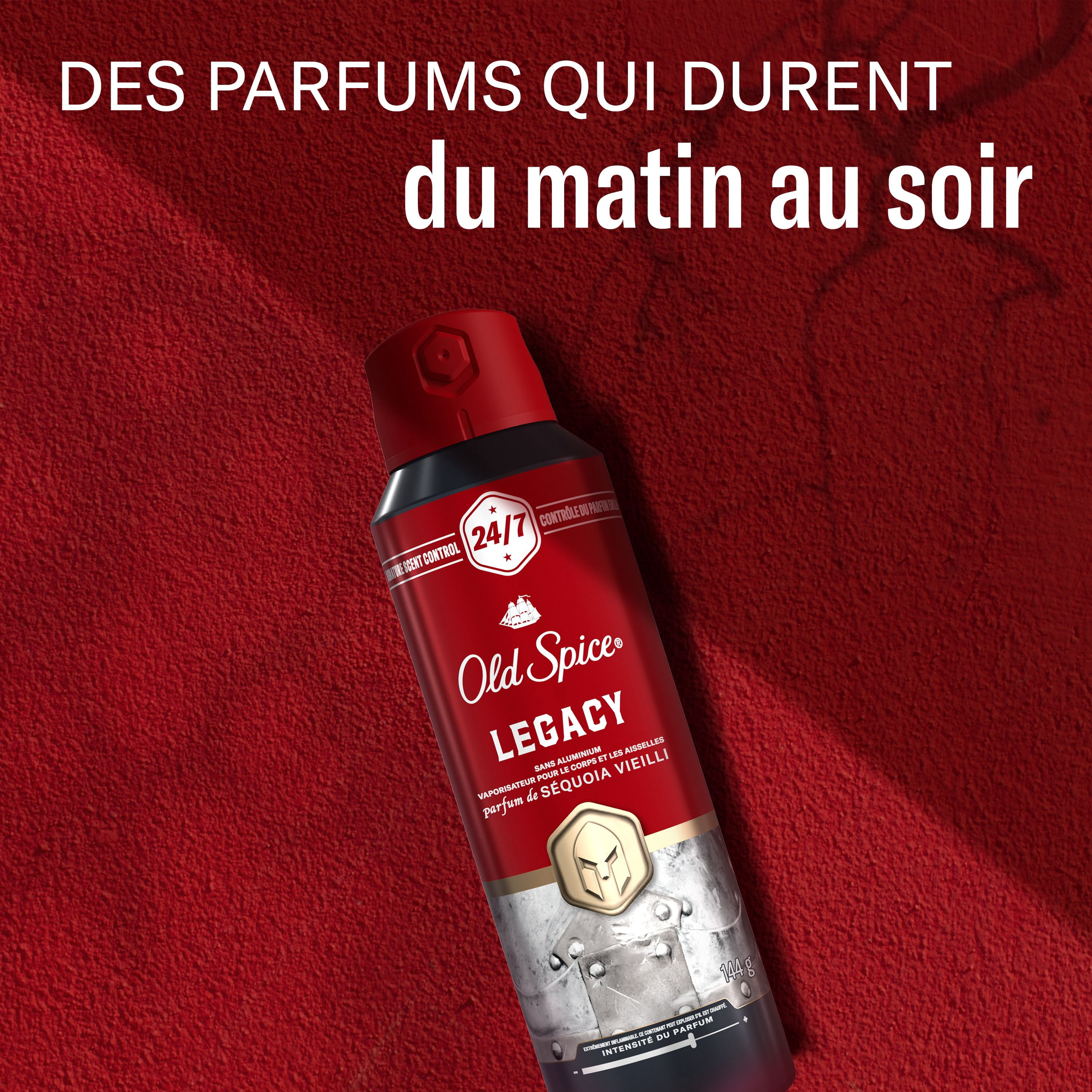 Vaporisateur pour le corps Old Spice Collection rouge pour hommes, parfum Legacy, parfum rafraîchissant, protection contre les odeurs toute la journée, fraîcheur longue durée