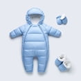 thumbnail image 2 of AINIYS Kids Padded Snowsuit Set with Hooded Neckline, Zip Closure, Warm Design with Booties Children's Clothing for Winter & Outdoor Wear Blue 9 Months, 2 of 7