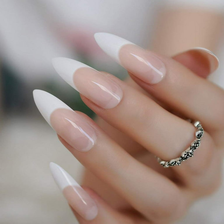 White Pointed Acrylic Nails