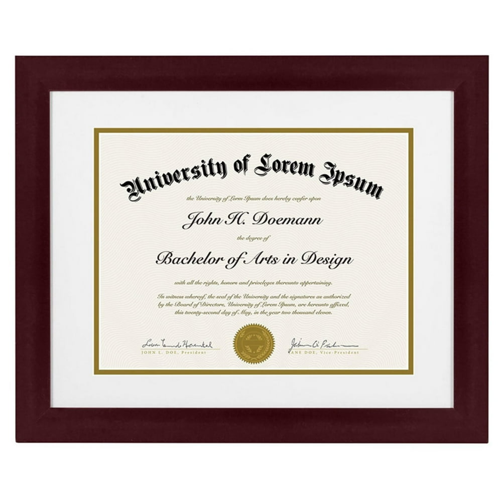 mahogany document frame made to display documents sized 8.5 x 11 inch