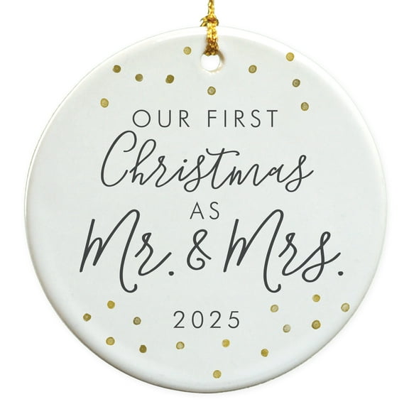2025 First Christmas As Mr & Mrs Christmas Round Disc Ornament