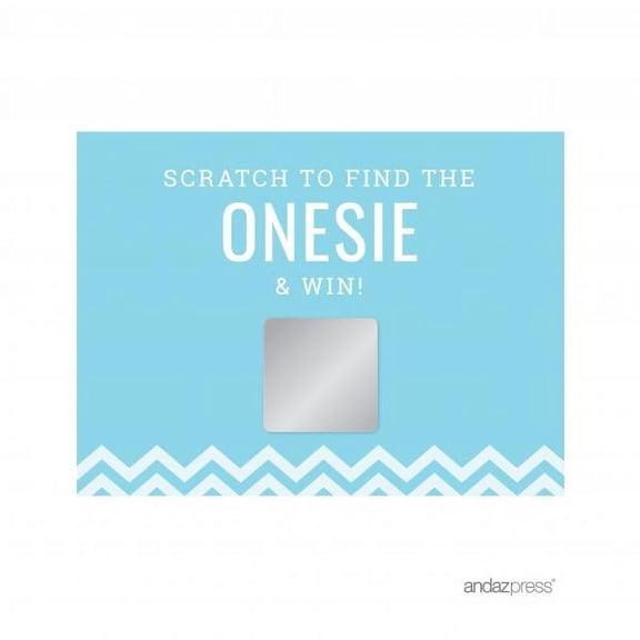 Koyal Wholesale Baby Blue Chevron Baby Shower Collection, Baby Scratch Off Winner Game Cards, 30-Pack