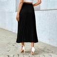 thumbnail image 4 of Women's Solid Color High Waisted A Line Maxi Pleated Skirts Office Work Elegant Basic Long Skirts, 4 of 6