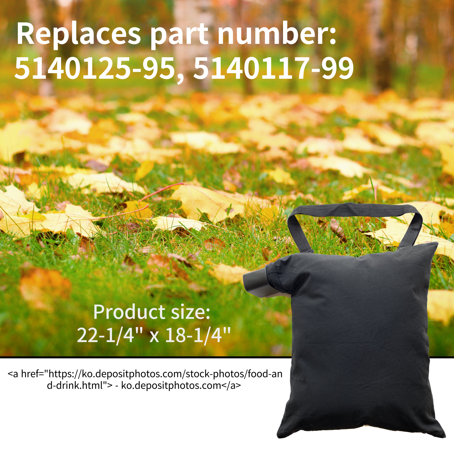 5140125-95 Leaf Blower Vacuum Leaf Bag for Black and Decker BV3100/BV2900  Blower Replaces 5140117-99 - Black