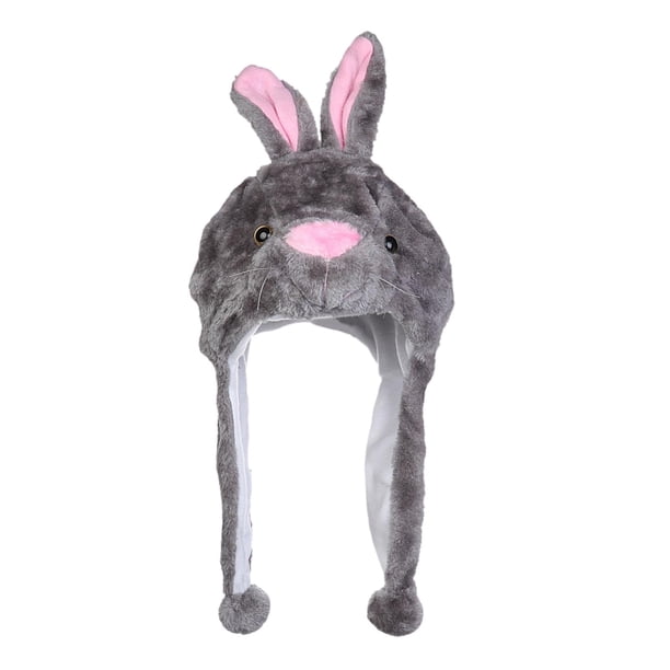 Sombrero de animal, decoración de disfraz, acogedor, festival, disfraz de Pascua, cálido, suave, para invierno. Conejo gris