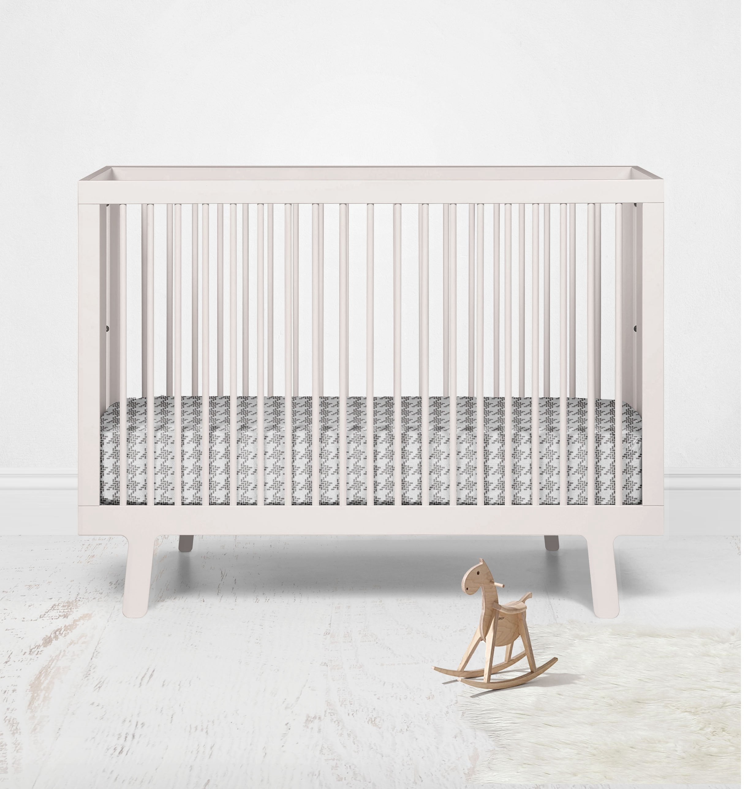 Herringbone Houndstooth Grey Muslin Crib or Toddler Bed Fitted Sheet Cotton Muslin
