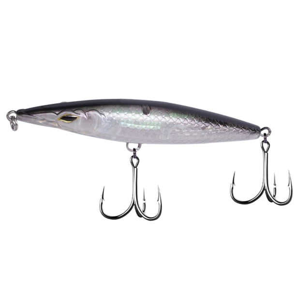 Lifelike 3D Eyes Fishing Lure Bait Simulación Minnow Popper Lápiz Lápiz Treble Hooks Vibe Hunding para Bass Trout Walleye en Agua Salina de agua dulce 004 130mm Baoblaze Cebos de señuelos de pesca