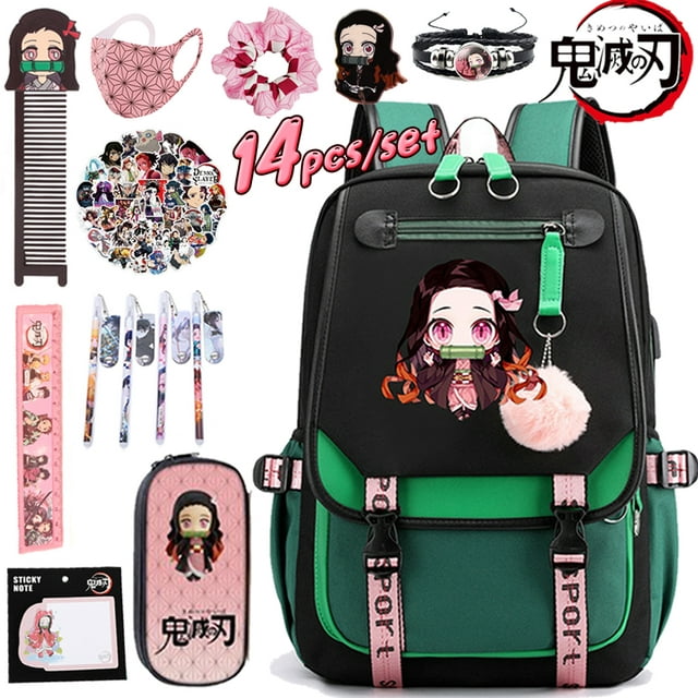 14pcs Demon Slayer Nezuko Student Backpack school bag Gift set ...