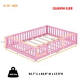 thumbnail image 3 of Bellemave Queen Size Floor Bed with Door and Fence  Floor Bed with Bed Slats Sturdy Wood Floor Bed Montessori Bed Frame(Queen, Pink), 3 of 14
