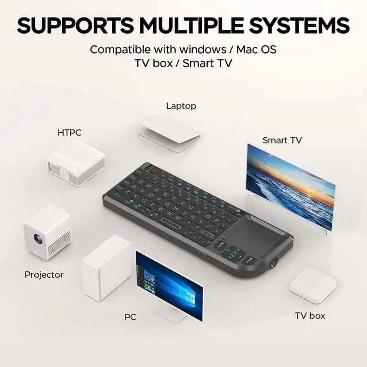 Mini Keyboard with Touchpad, Mini Bluetooth Keyboard, Ultra-Thin Handheld Wireless Portable, for Travel, Office and Home Use Multicolor