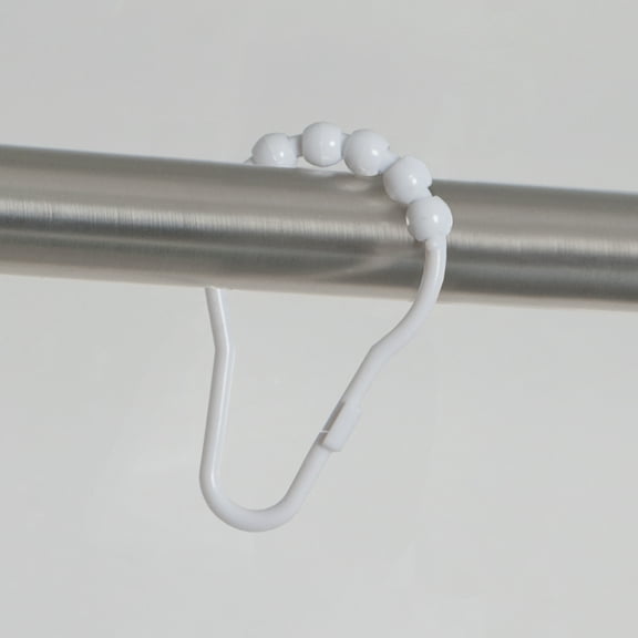 Mainstays Plastic Roller Shower Curtain Rings, White, Set of 12