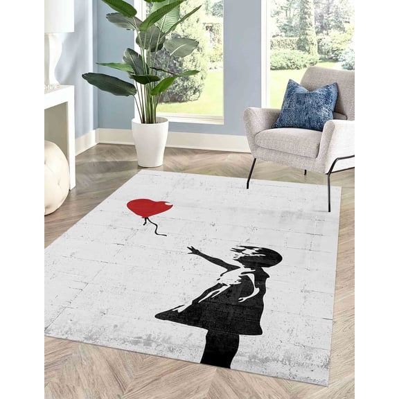 Girl Balloon Graffiti Rugs, Floor Rug, Banksy Graffiti Rugs, Home Decor Rugs, Banksy Rugs, Classic Rug, Popular Rugs, Cool Rug, Entry Rugs, 3.3'x5' - 100x150 cm
