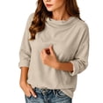 thumbnail image 6 of VBVC Women's Cotton Linen Cowl Neck Blouse , Ladies' Long Sleeve Tunic Top , Casual Summer Work Shirts For Women, S-2XL, 6 of 9