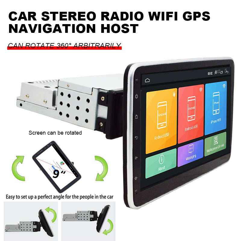 2DIN 10.1''Rotatable Android 9.1 Touchscreen Quad Car Stereo Radio GPS Wifi Part