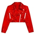thumbnail image 2 of Sholeno Kids Girls Shiny Metallic Long Sleeve Biker Motorcycle Jacket Hip Hop Jazz Street Dance Tops Coat Red 8, 2 of 4