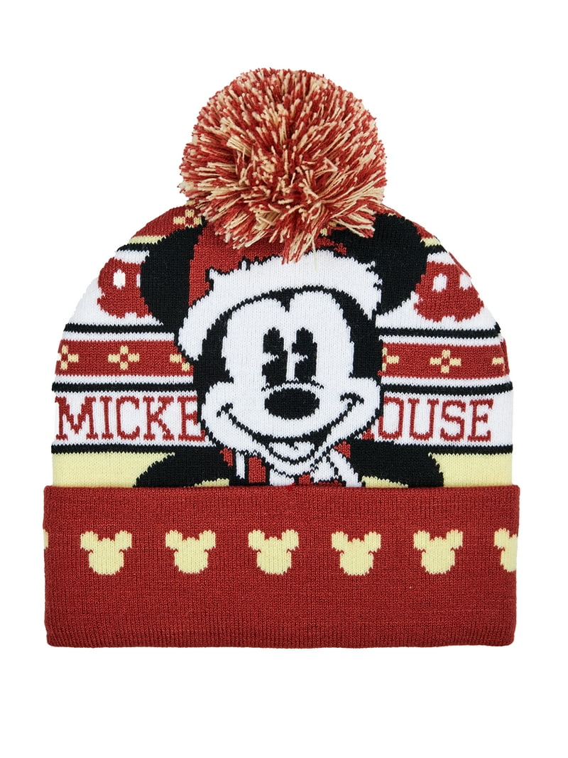 Disney Mickey Mouse Kids Cozy Knit Beanie and Glove Set, Red