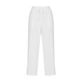 thumbnail image 4 of ZyeKqe Cotton Linen Pants for Women Drawstring High Waisted Capri Pants Lace Cut out Side Cropped Pants, 4 of 6