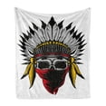 thumbnail image 1 of Skull Soft Flannel Fleece Throw Blanket, Skull Sketch with Feathers and Veil American Work of Art Print, Cozy Plush for Indoor and Outdoor Use, 50" x 70", Red Grey Yellow, by Ambesonne, 1 of 6