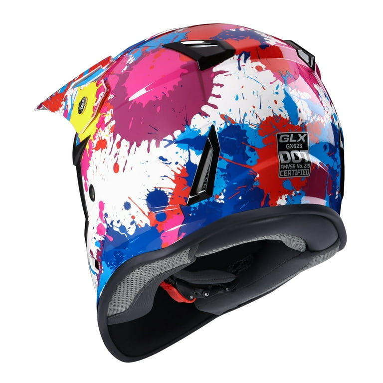 GLX GX623 DOT Kids Youth ATV Off-Road Dirt Bike Motocross Helmet Gear Combo  Gloves Goggles for Boys & Girls (Graffiti, X-Large)